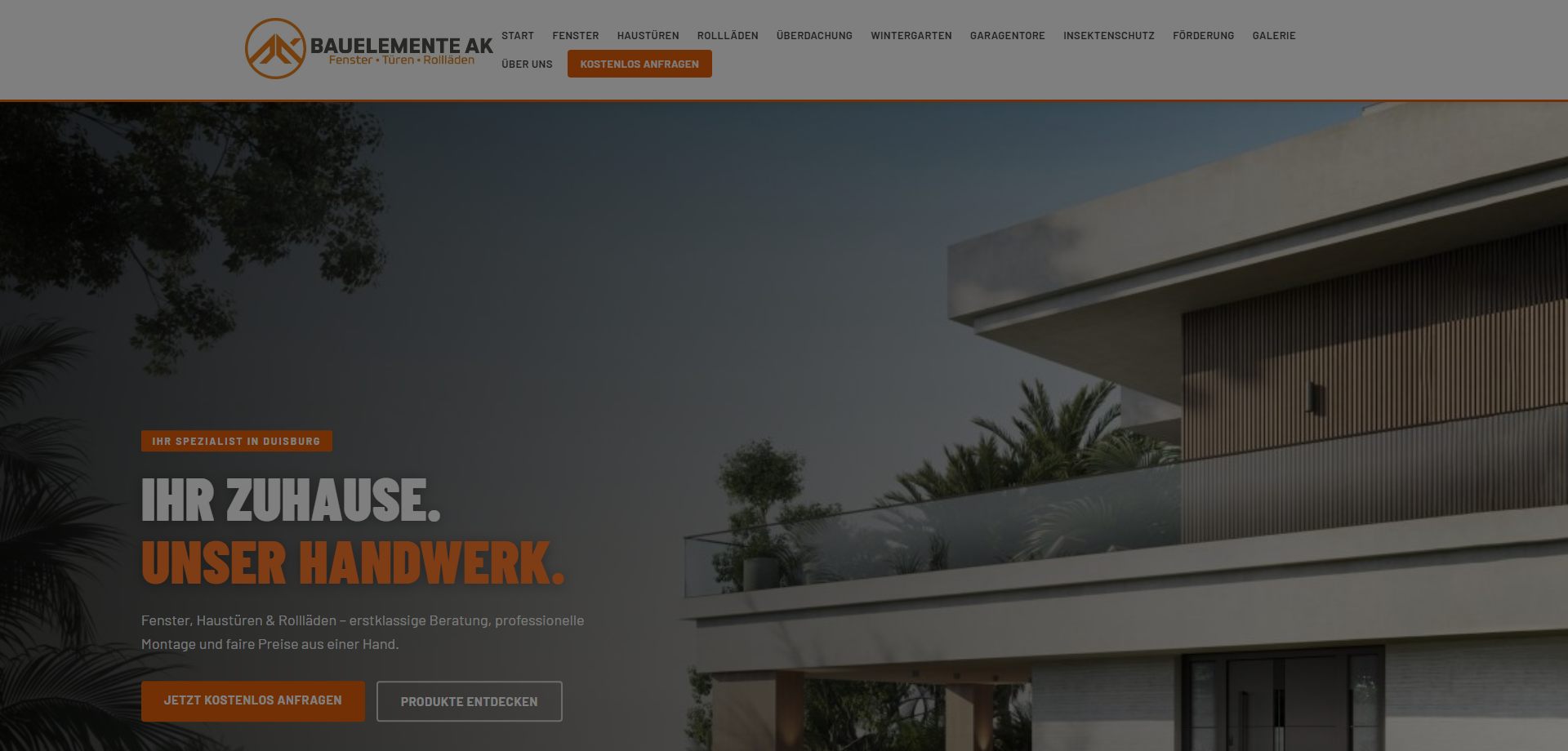 Website von Bauelemente AK