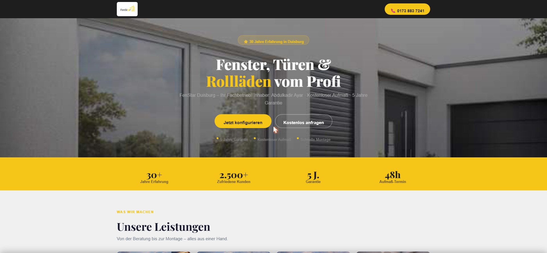 Website von Fenstar NRW